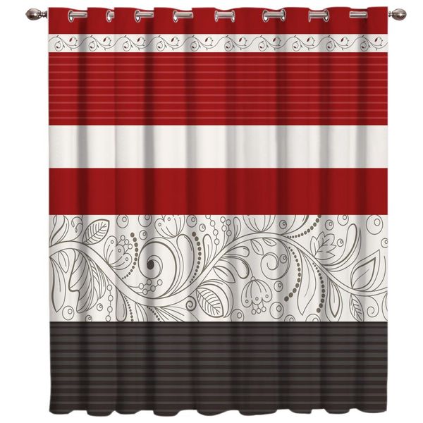 vintage flower pattern red room curtains large window curtain rod bathroom blackout bedroom fabric curtain panels with grommets